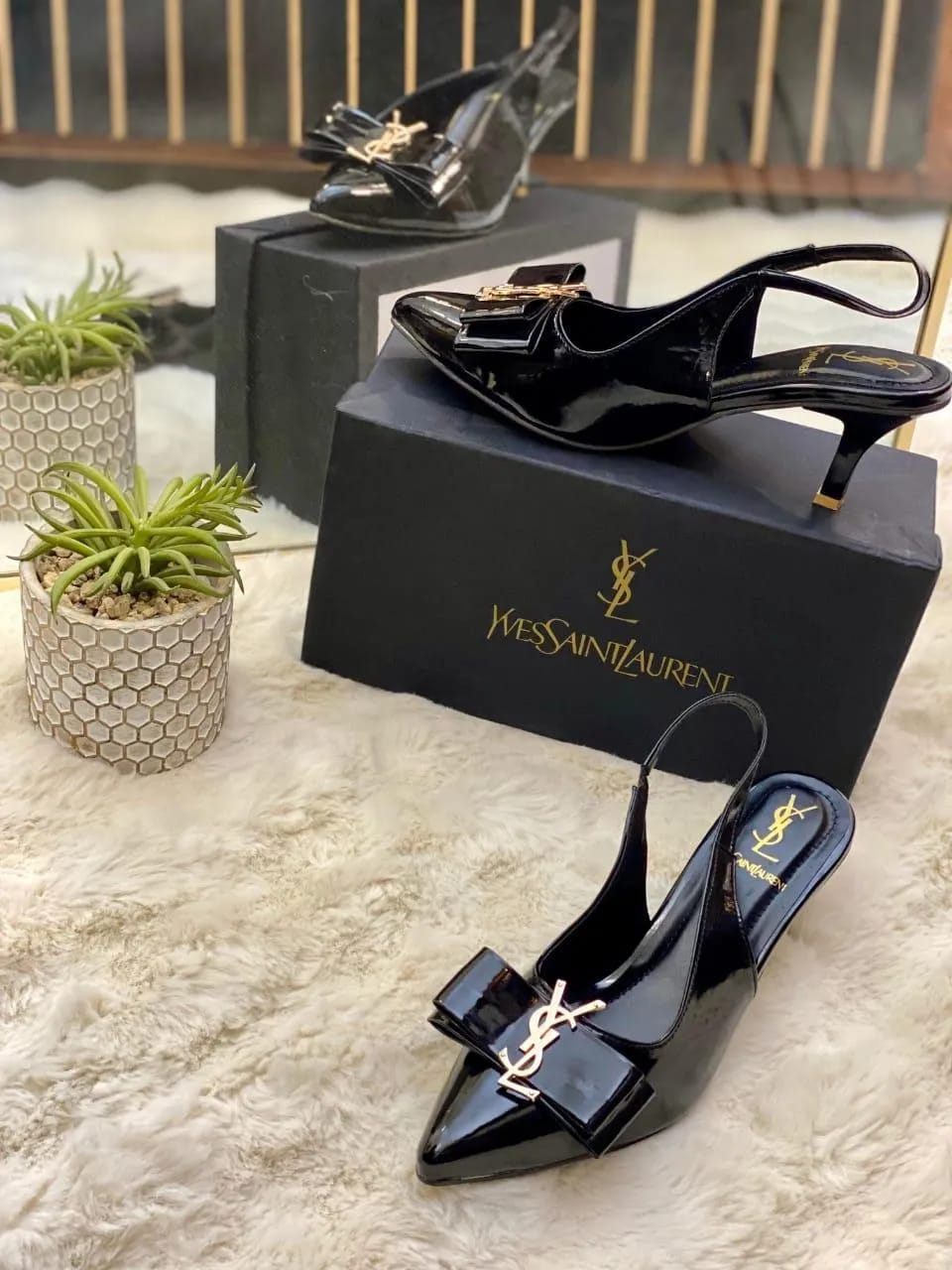 YSL Chic Women's Black Formal Heels – Premium Rexine Elegance